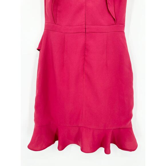 BHLDN Anthropologie Monique Lhuillier Asymmetrical Ruffle Mini Dress V Neck Pink - Picture 11 of 15